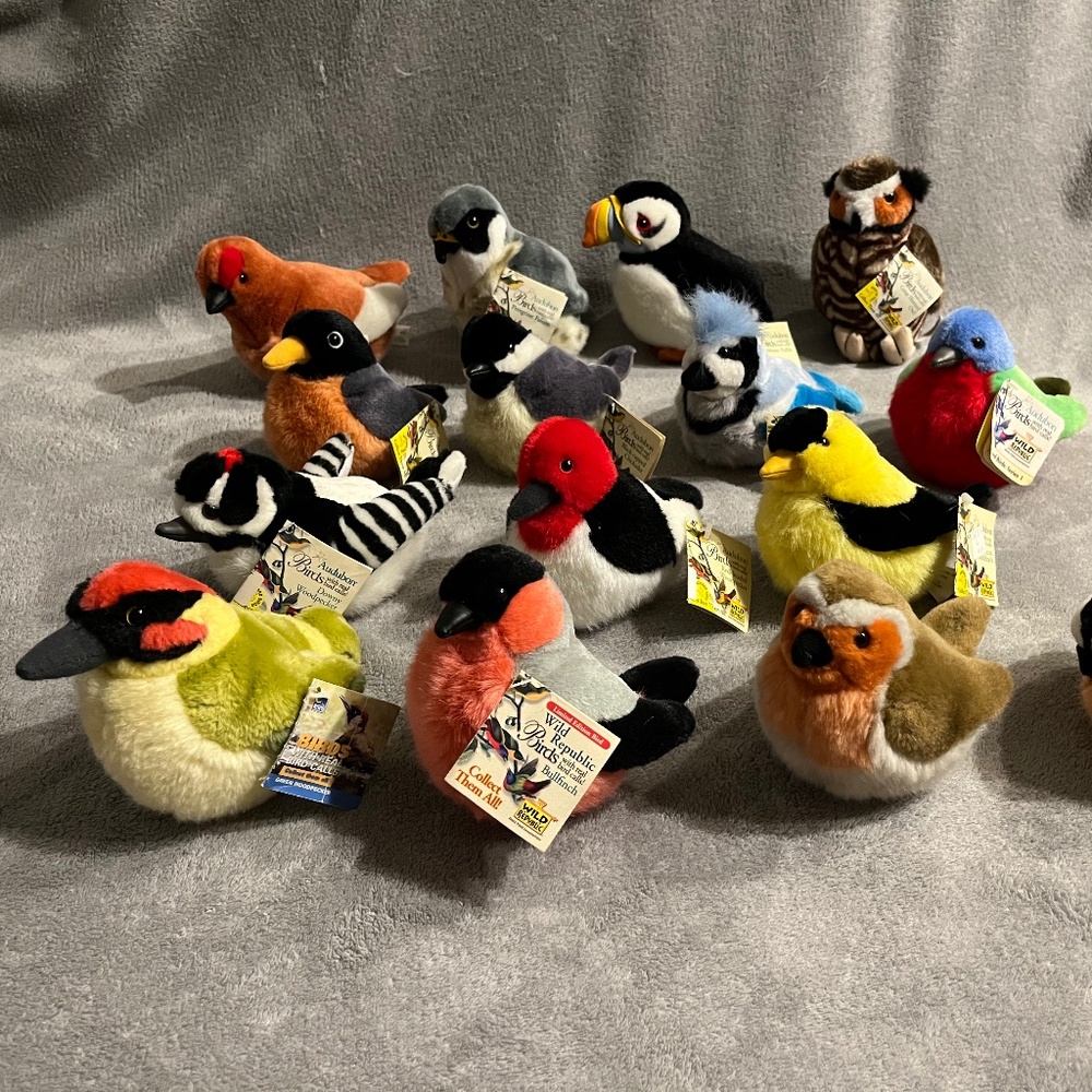 Lot of 15 Audubon/ RSPB wild republic birds NWT SOUND WORKS most w/ tags